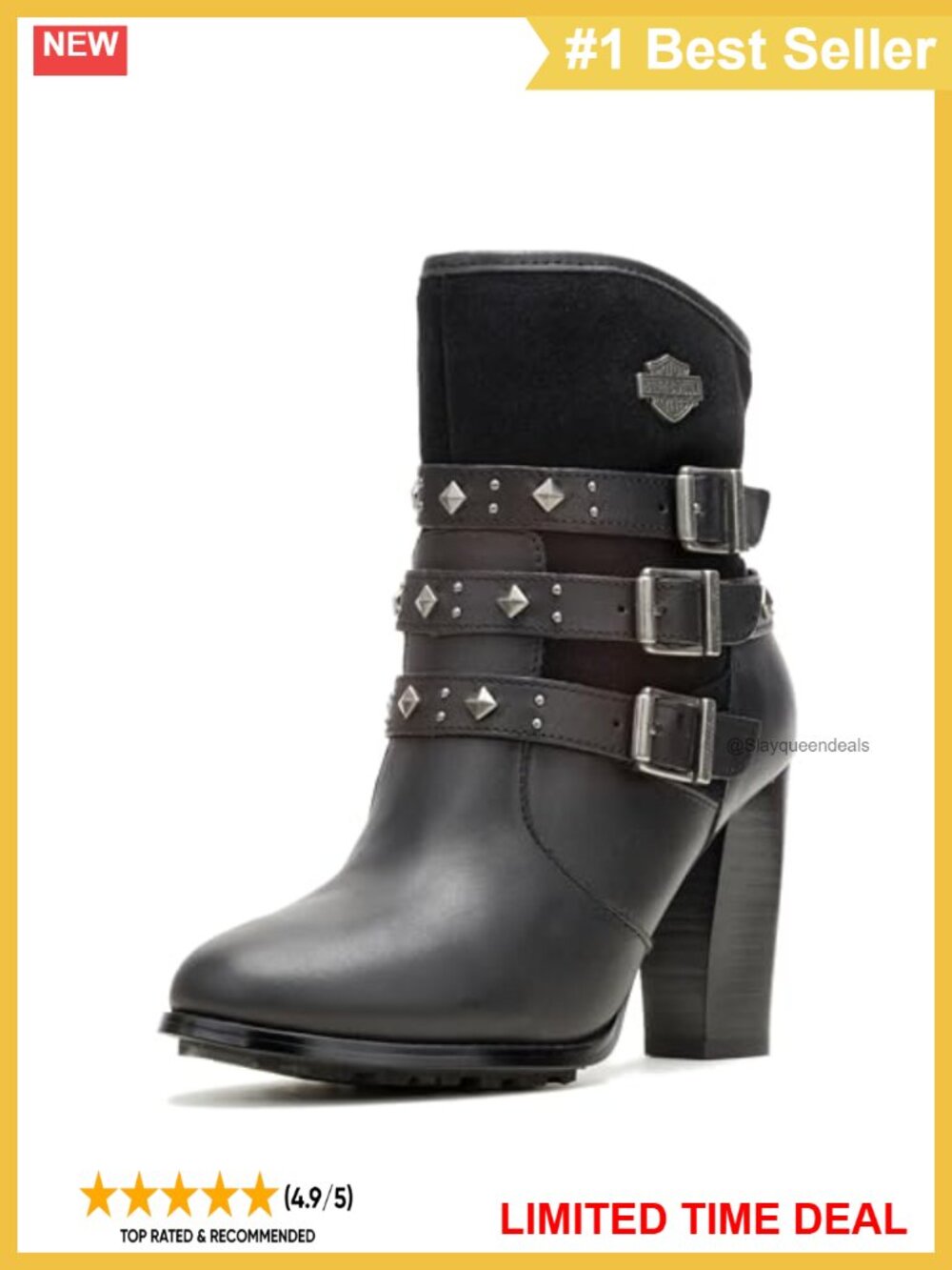 Leather & Suede Motorcycle Fashion Boot Chelsea Block Heel Cushioned